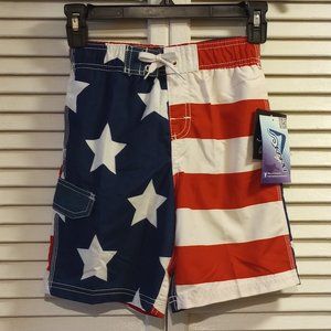 New with Tags Kanu Surf Boys' American Flag Board Shorts, Size L (7)